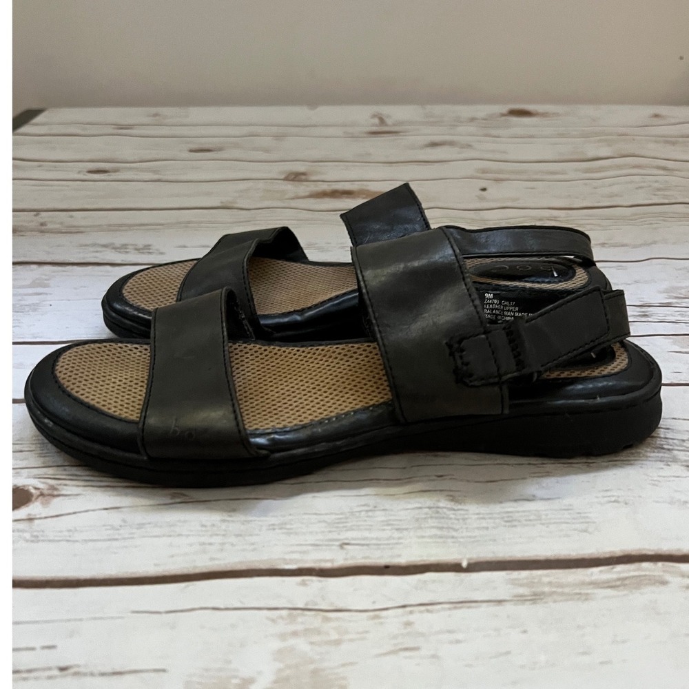 b.o.c. Slingback Sandals Black Leather Strappy Comfort Z44703 Size 9M